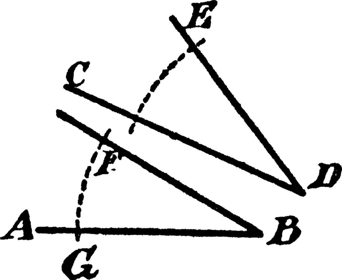 Construction Of An Equal Angle, vintage illustration. vector