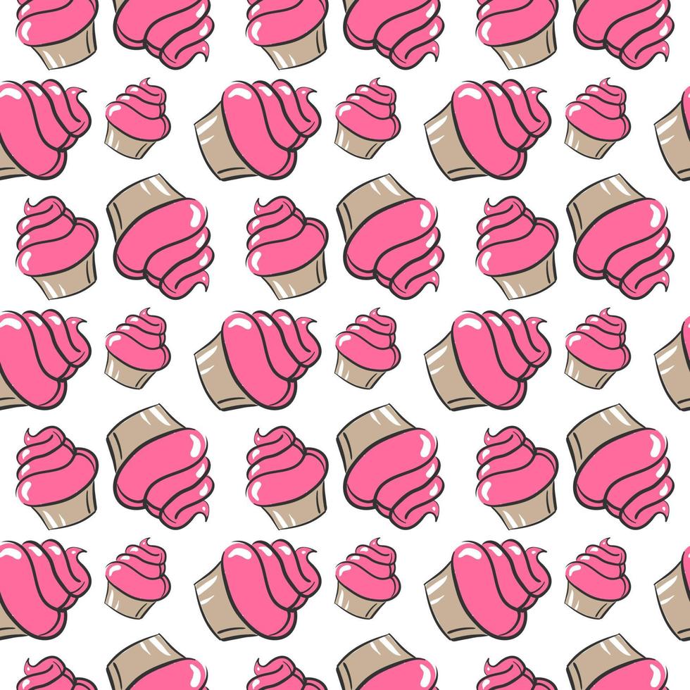 Pink cupcake, illustration, vector on white background.