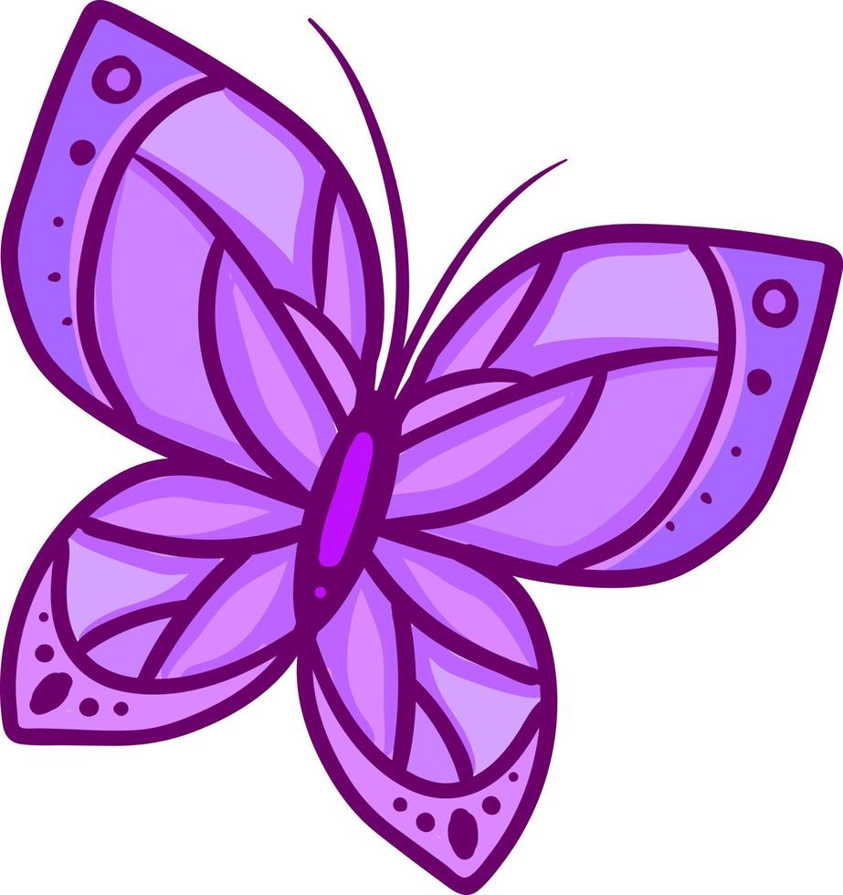 Purple butterfly , illustration, vector on white background