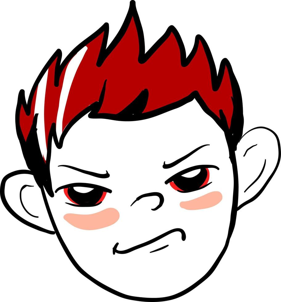 Angry boy, illustration, vector on white background.