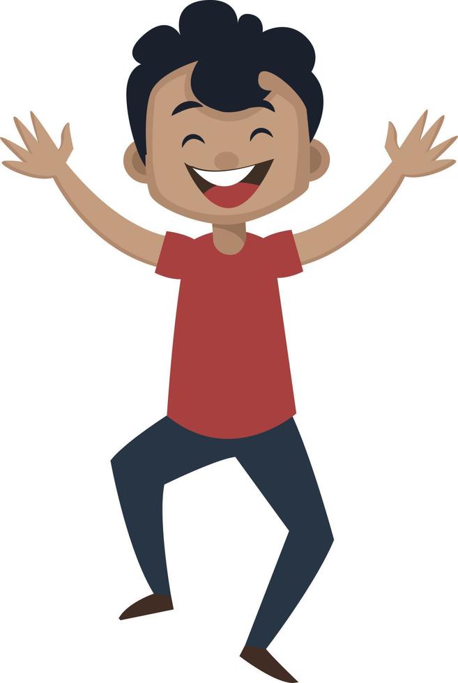 Boy is feeling happy, illustration, vector on white background.