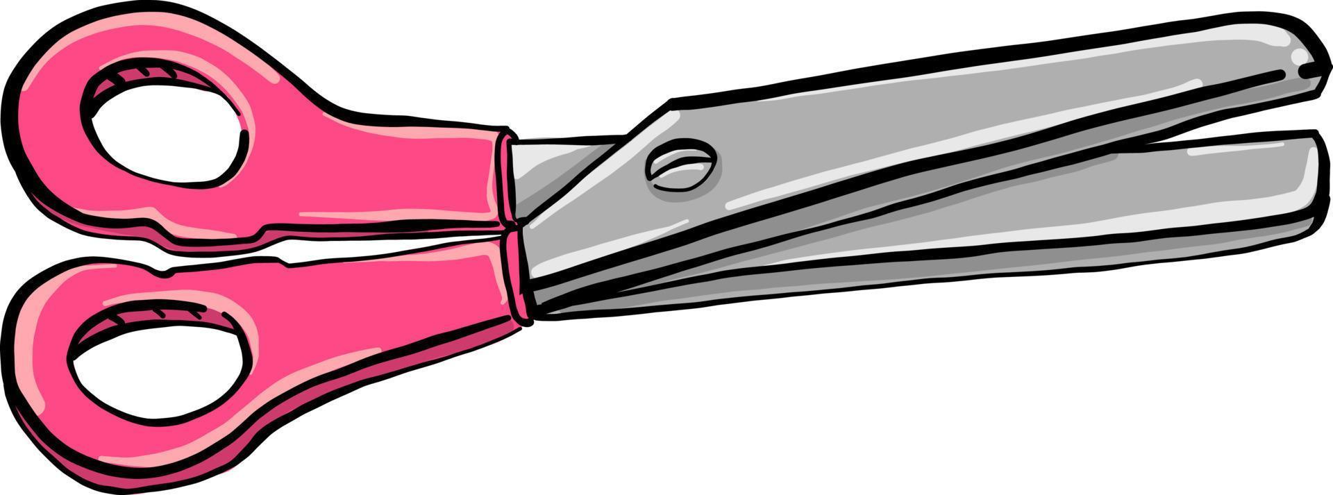 Pink scissors, illustration, vector on white background