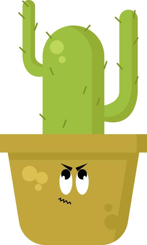 Cactus in yellow pot, illustration, vector on white background.