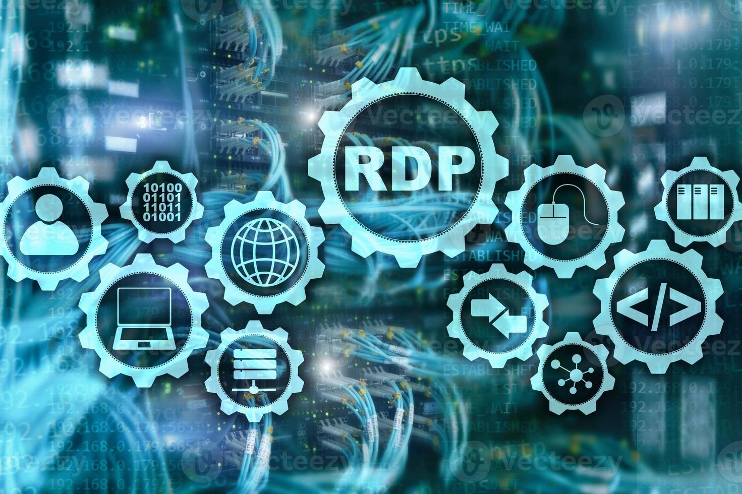 RDP Remote Desktop Protocol. Terminal Services. Server background. photo