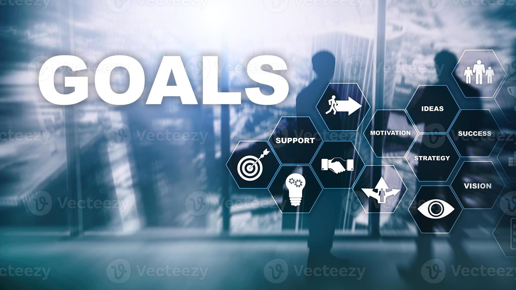 Target Goals Expectations Achievement Graphic Concept. Business development to success and growing growth. photo