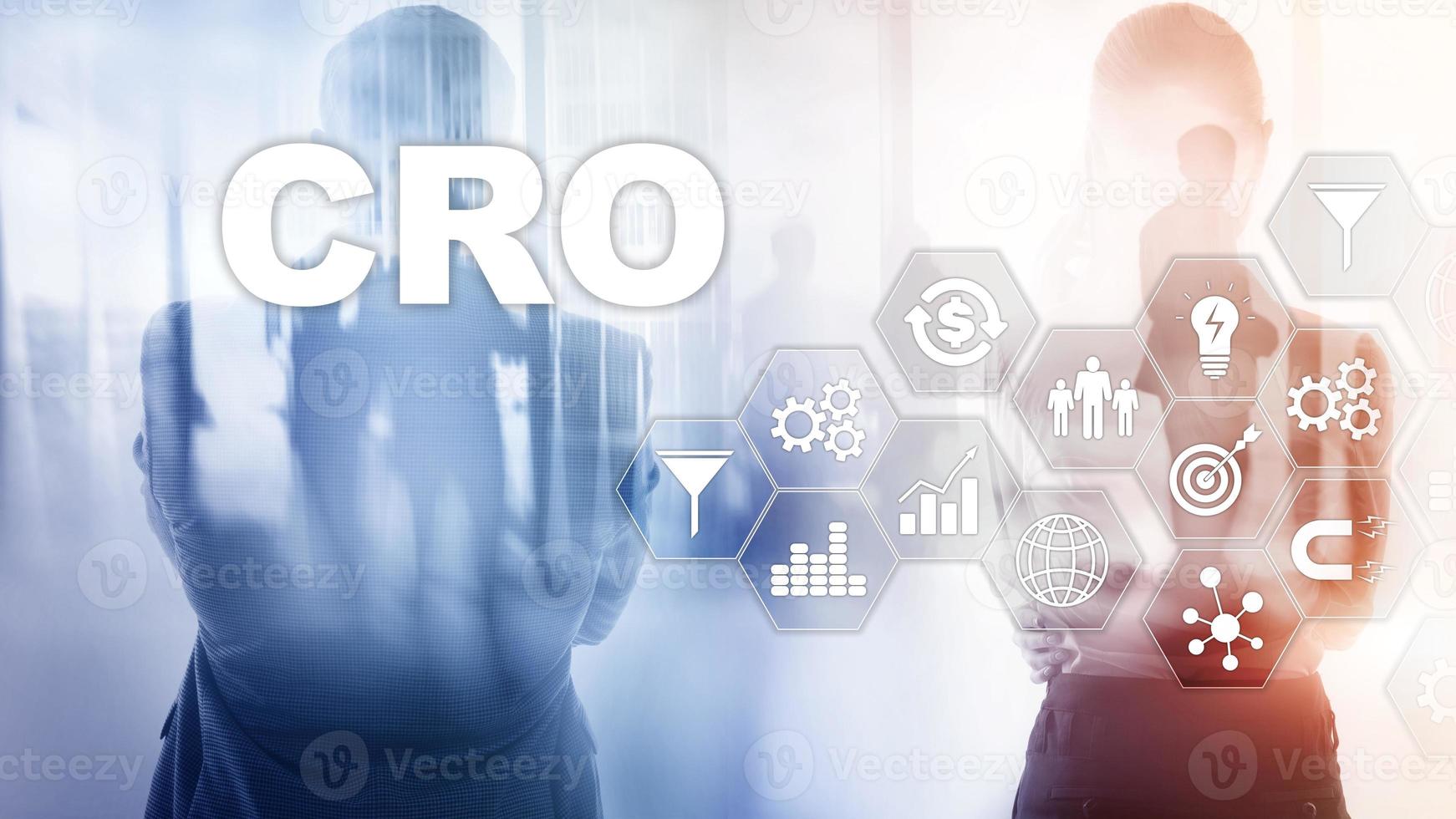 Conversion Rate Optimization. CRO Business Technology Finance concept on a virtual screen. photo