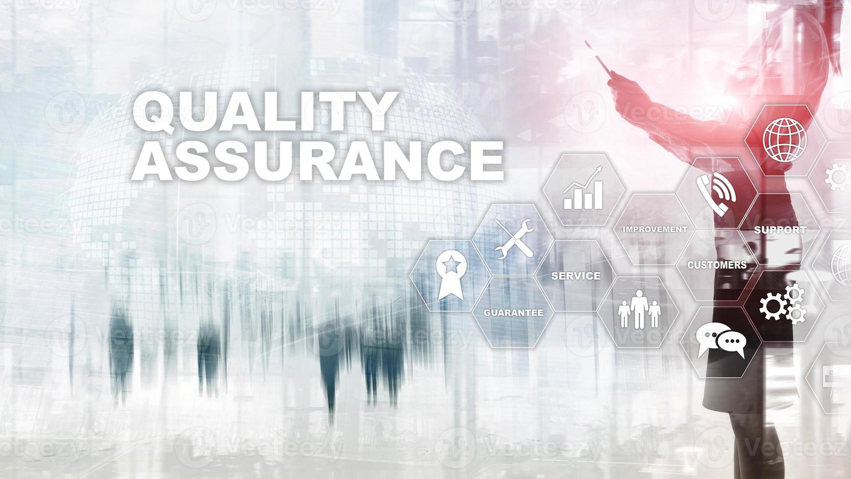 The Concept of Quality Assurance and Impact on Businesses. Quality control. Service Guarantee. Mixed media. photo