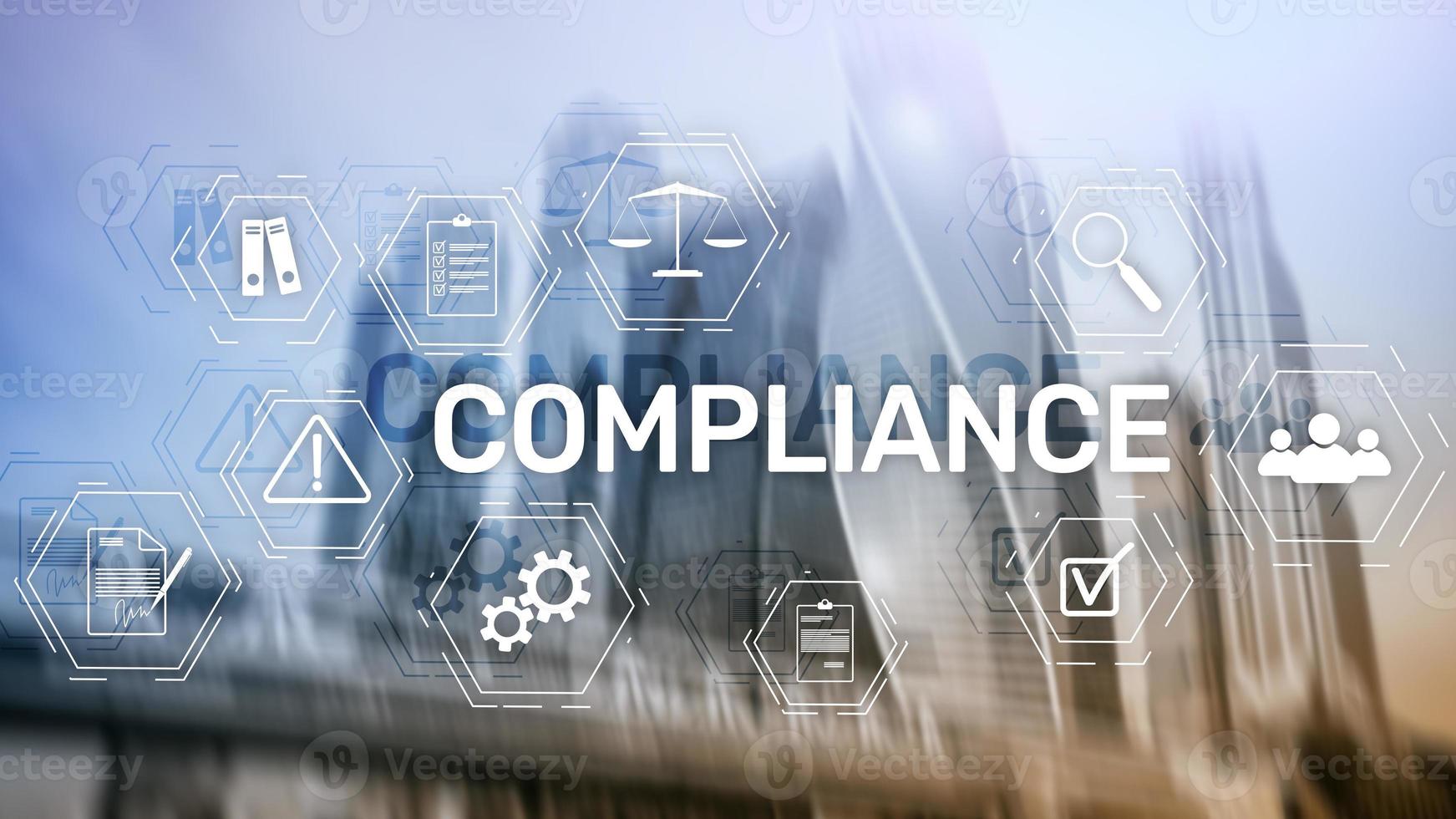 Compliance diagram with icons. Business concept on abstract background. photo