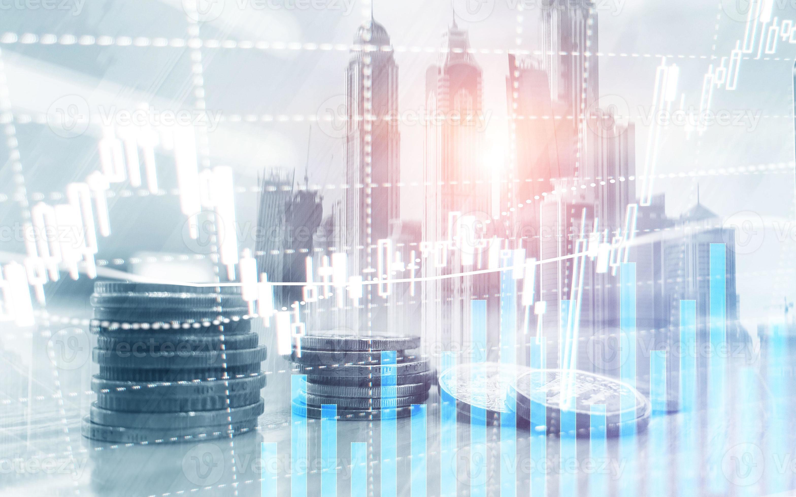 Digital stock market. Financial business stock market graph chart