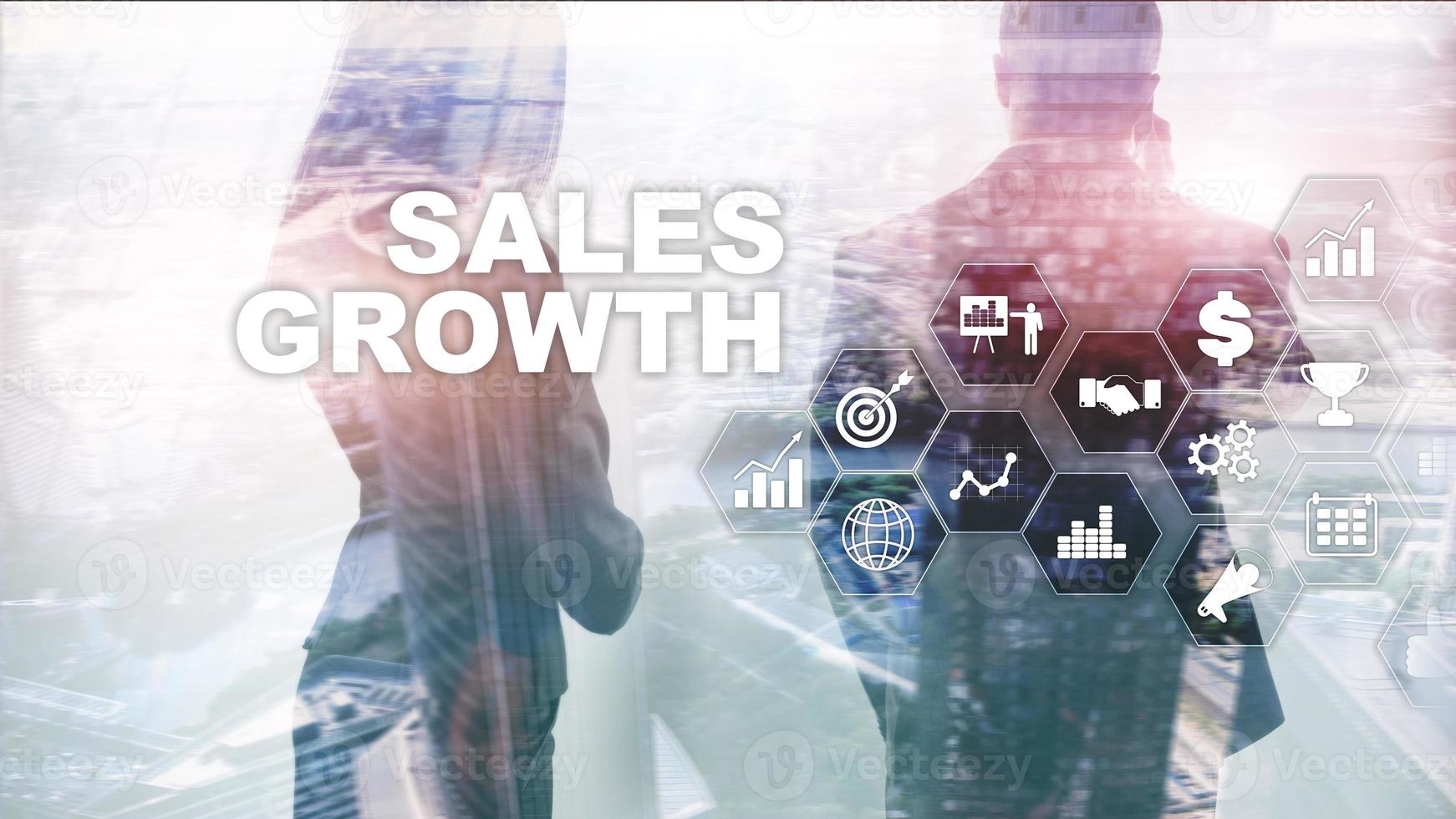 Chart growth concept. Sales increase, marketing strategy. Double exposure with business graph. photo