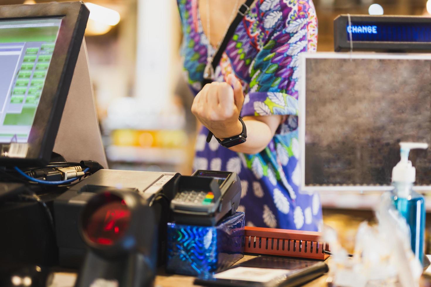 Customer payment smart wallet via smart watch terminal. photo
