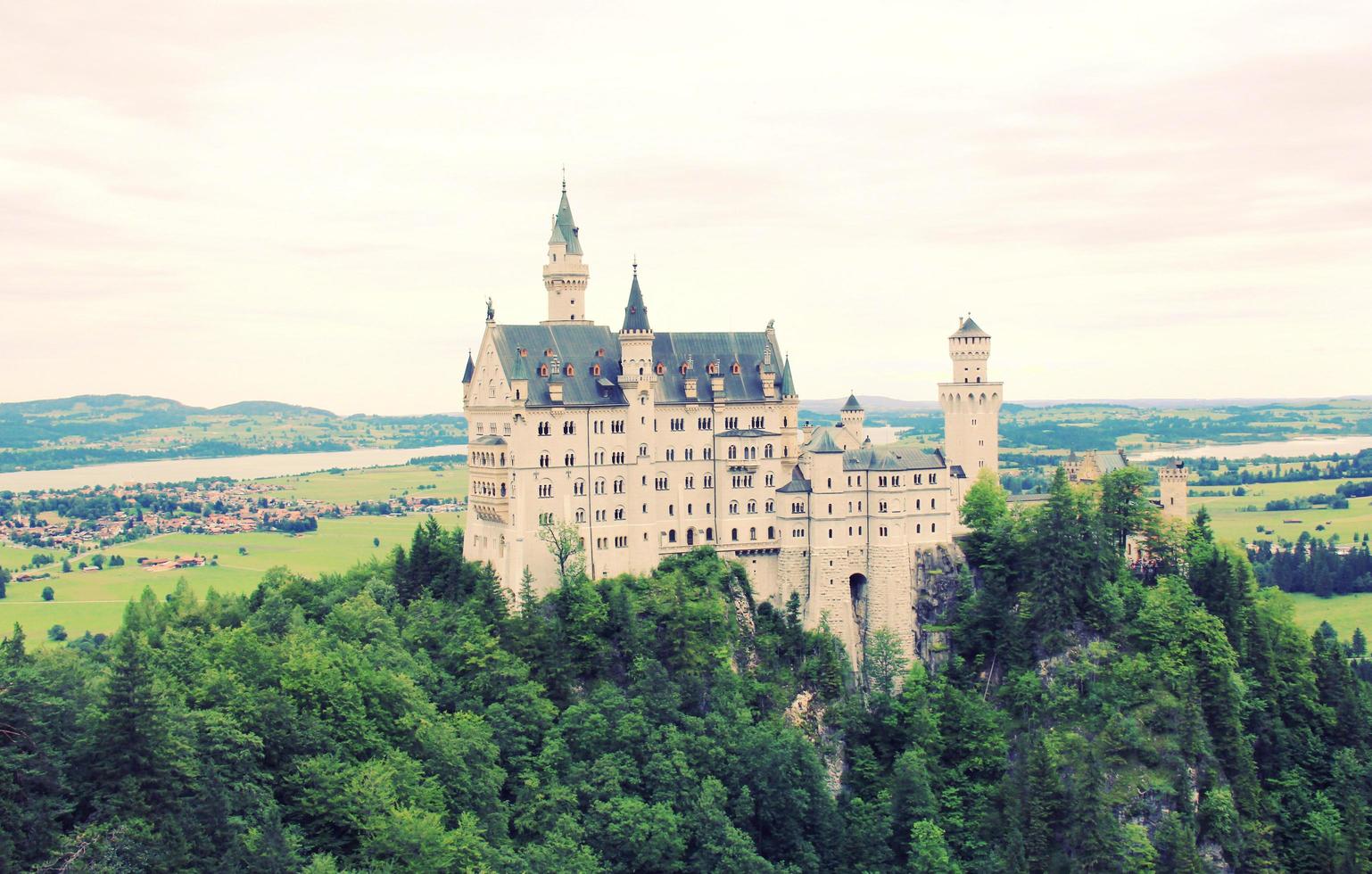 Neuschwanstein Castle in Bavaria, Germany with Retro Filter Effect photo