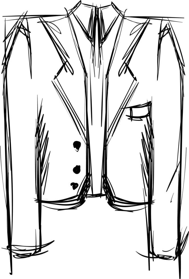Suit drawing, illustration, vector on white background.