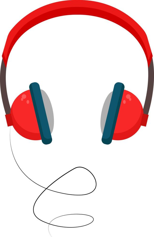 Red earphones, illustration, vector on white background.