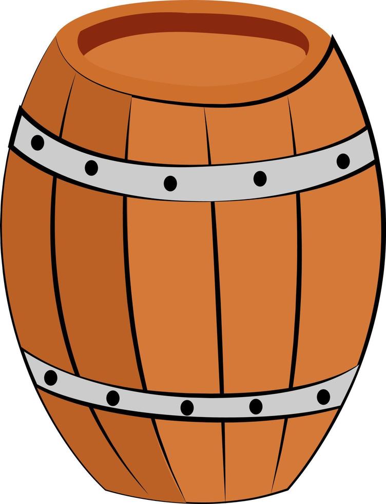 Wooden barrel, illustration, vector on white background.