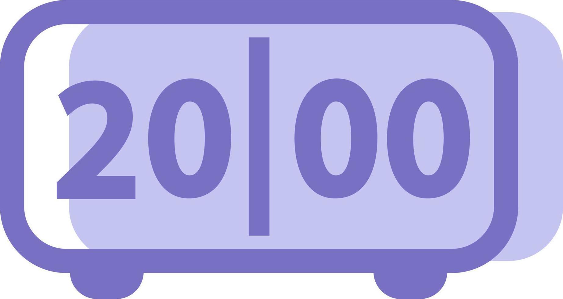 Digital purple clock, illustration, vector on white background.