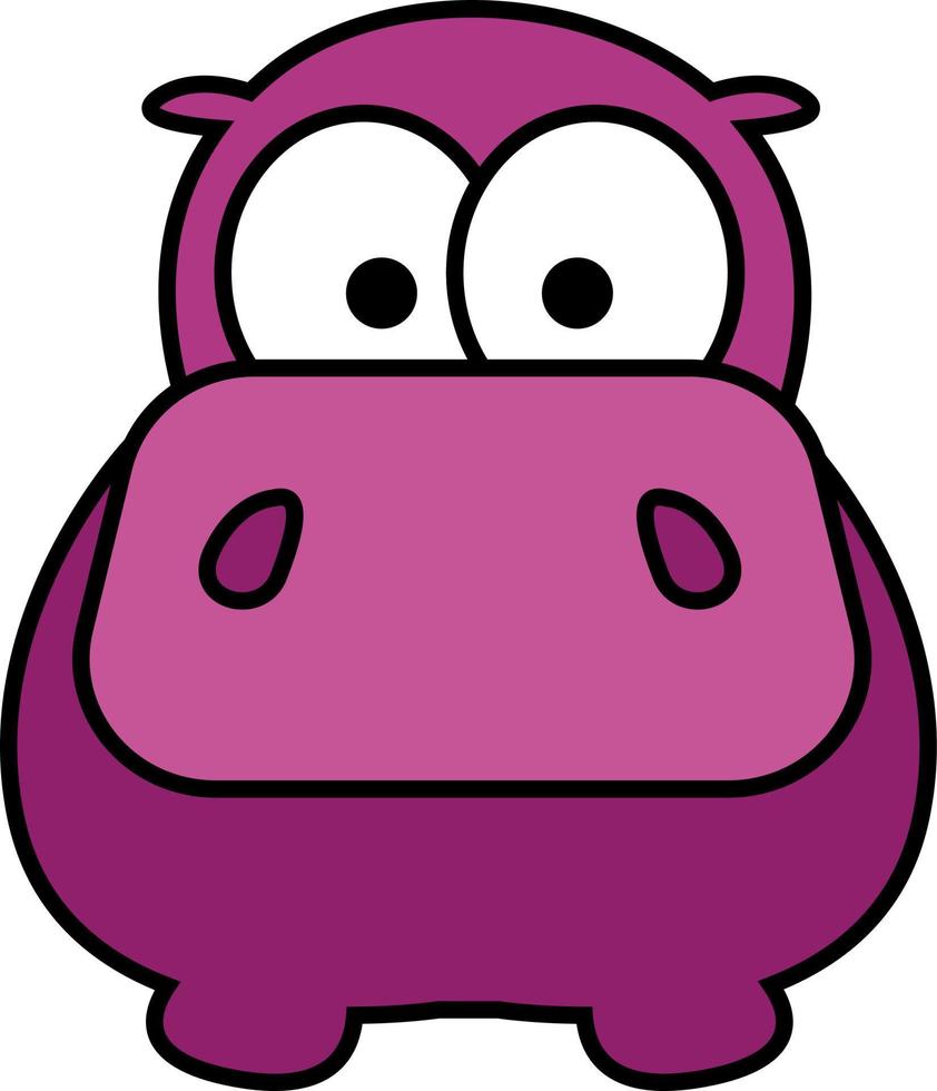Pink hippo, illustration, on a white background. vector