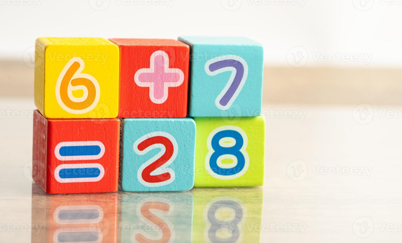 Math number colorful on white background, education study mathematics learning teach concept. photo