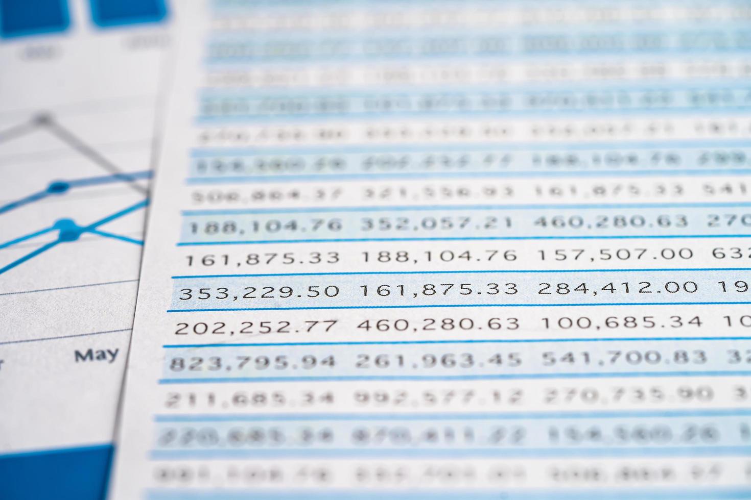 Spreadsheet table paper with pencil. Finance development, Banking Account, Statistics Investment Analytic research data economy, trading, office reporting Business company concept. photo