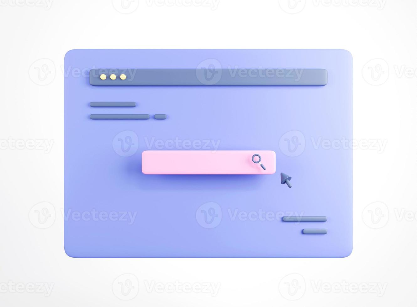 3D search bar on web browser. 3D rendering. photo