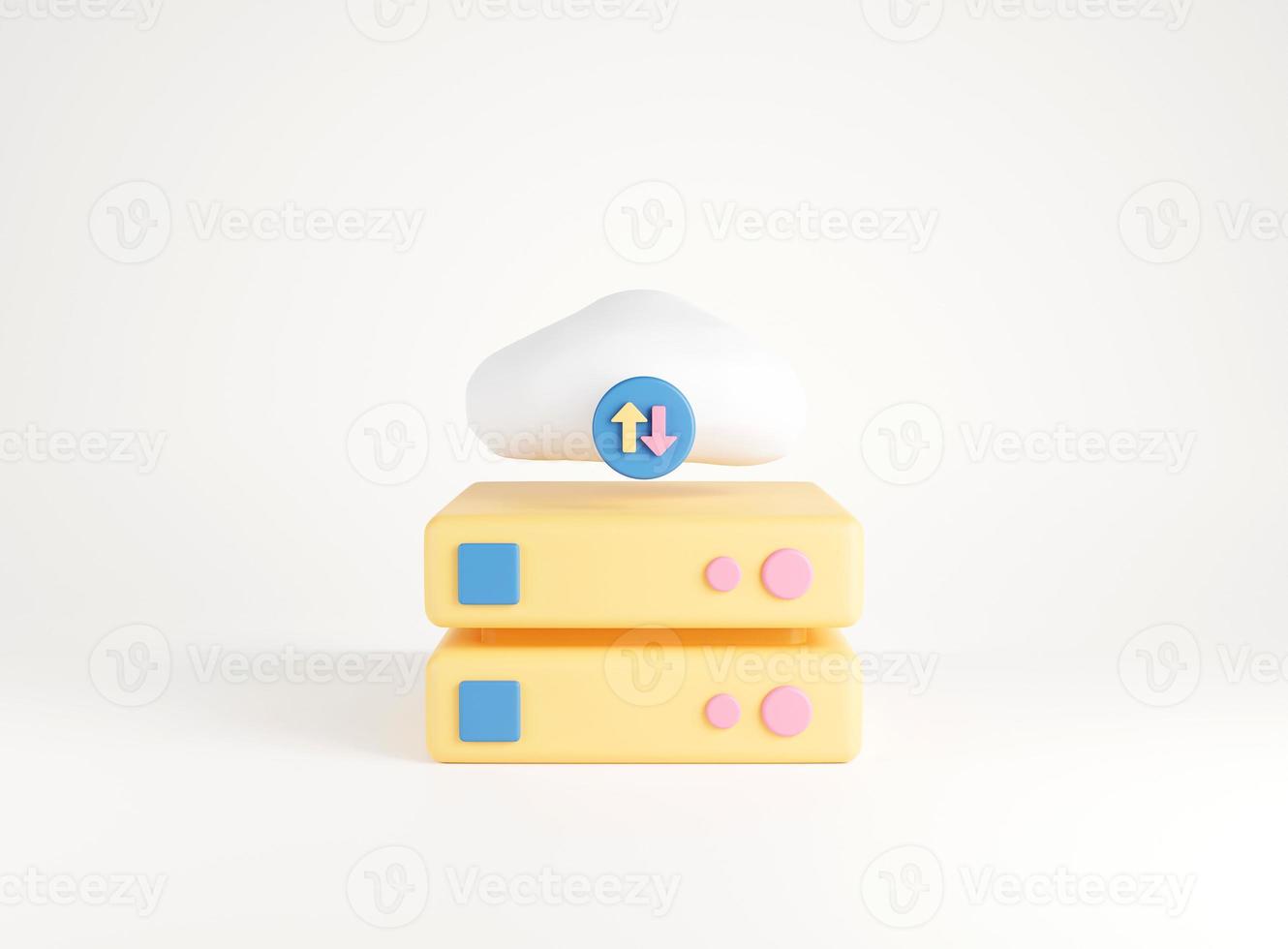 Cloud data center with hosting servers. Cloud data storage technology hosting concept. 3D rendering. photo