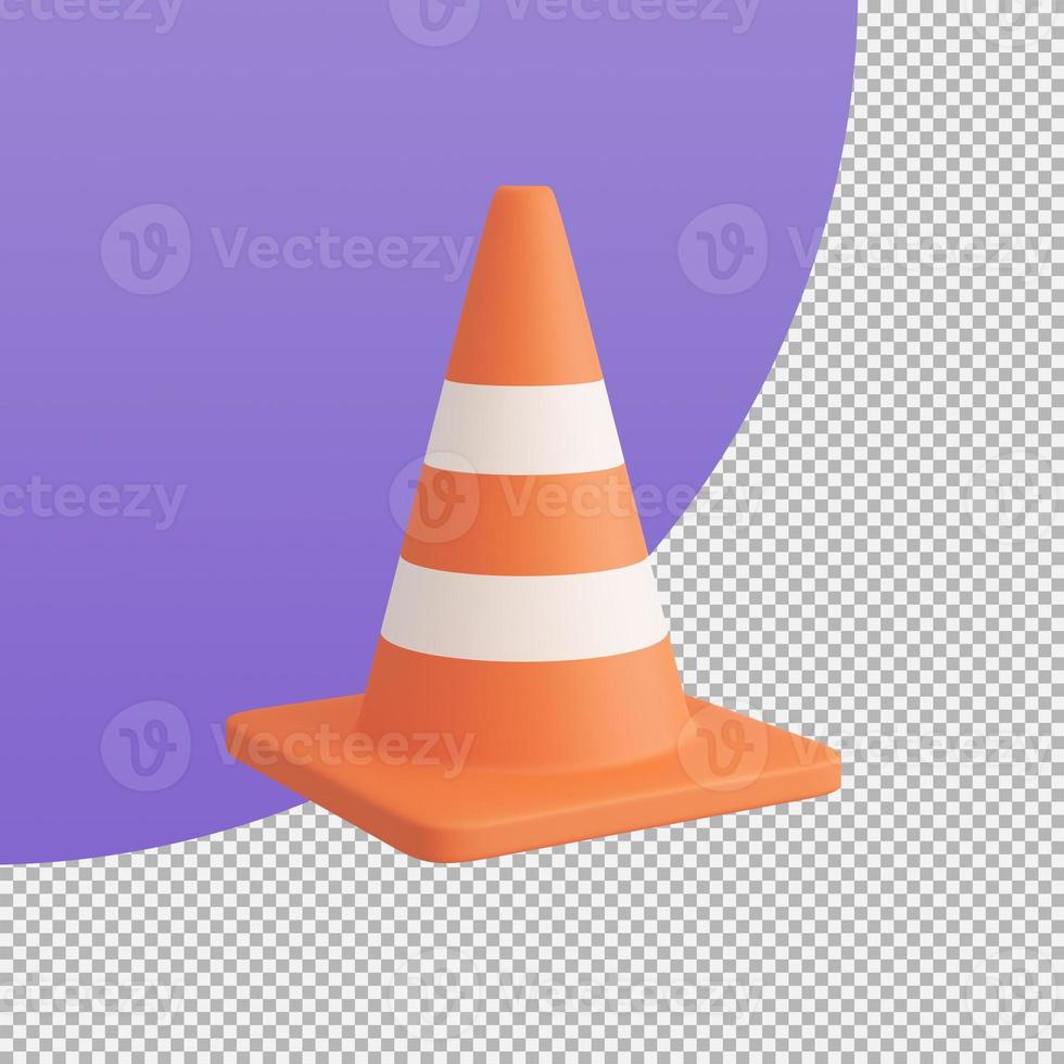 orange traffic cone construction improvement zone. 3d illustration with clipping path. photo