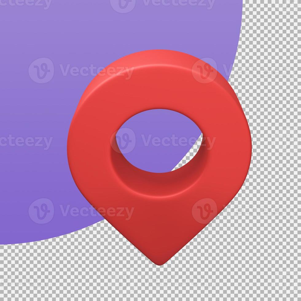 Red pin for pointing the destination on the map. 3d illustration with clipping path. photo