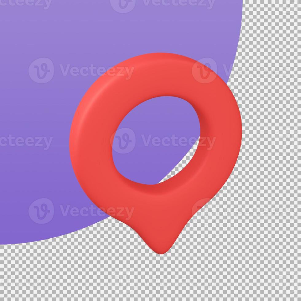 Red pin for pointing the destination on the map. 3d illustration with clipping path. photo