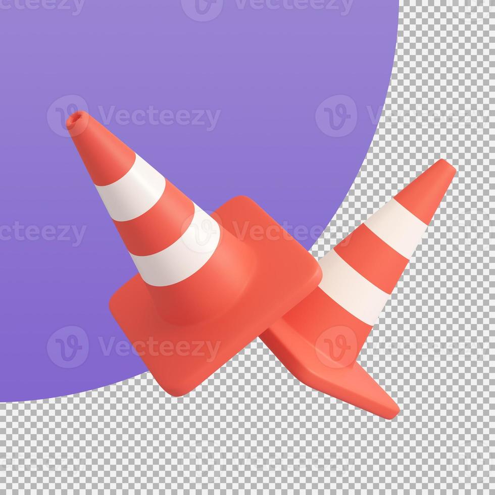 orange traffic cone construction improvement zone. 3d illustration with clipping path. photo