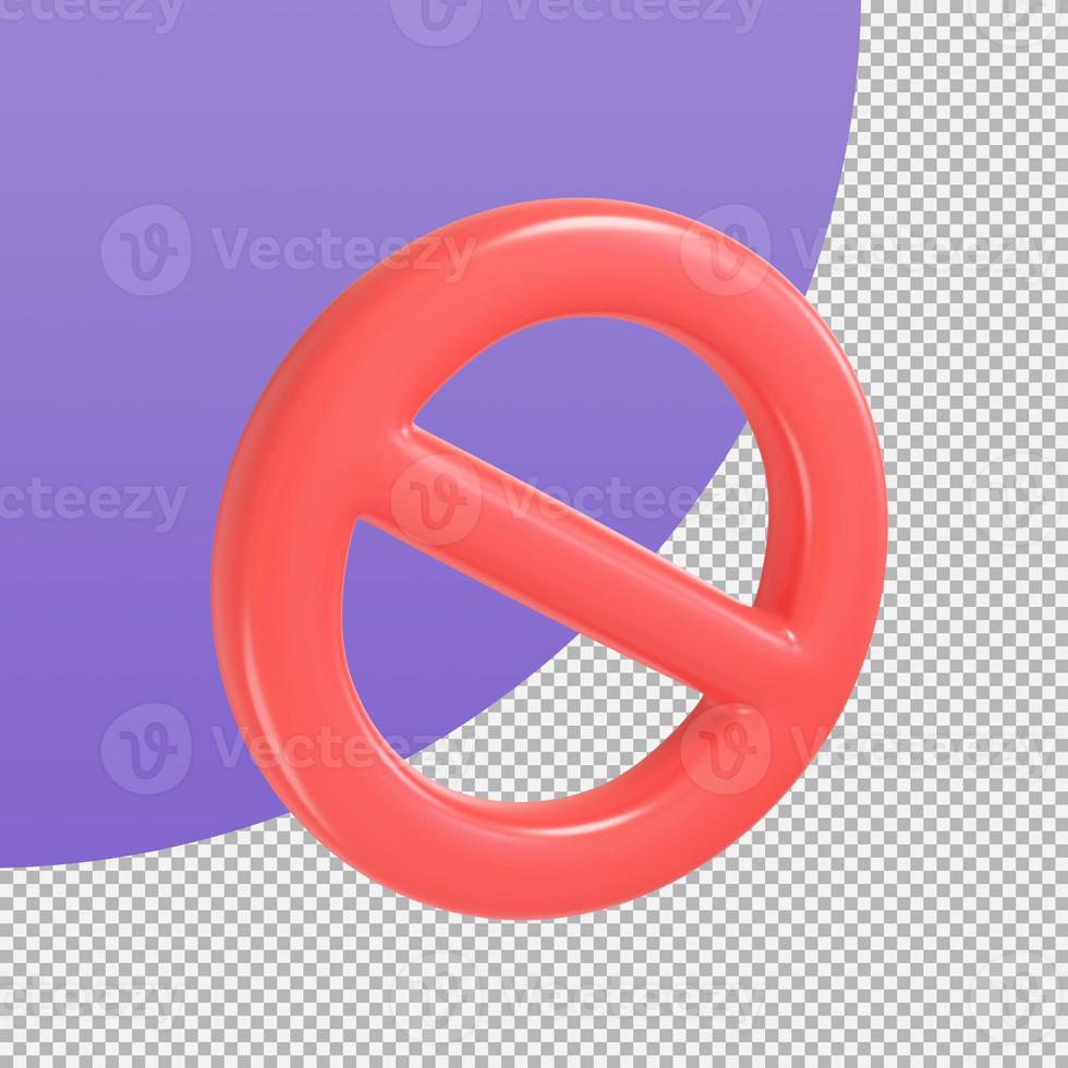 icono de señal de prohibición señal de prevención de accidentes de tráfico. Ilustración 3D con trazado de recorte foto