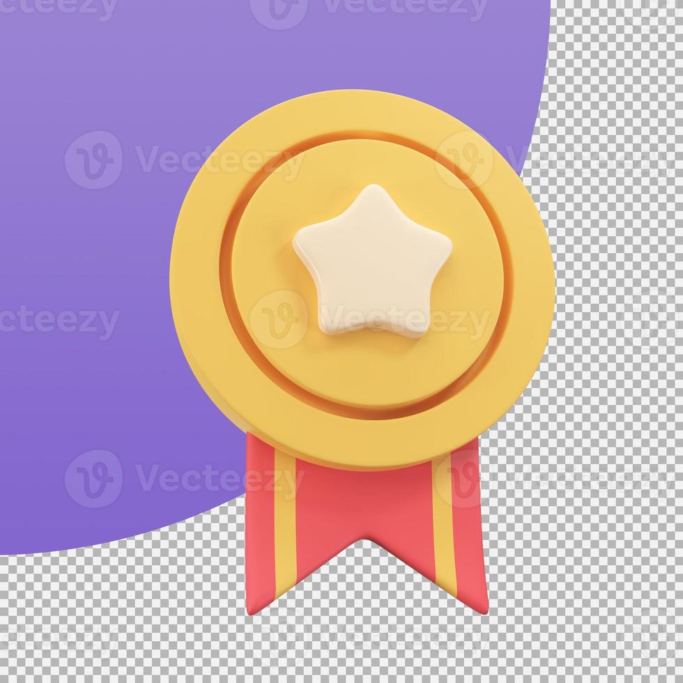 gold medal with a star in the middle Awards for victories in sporting events. 3d illustration with clipping path. photo