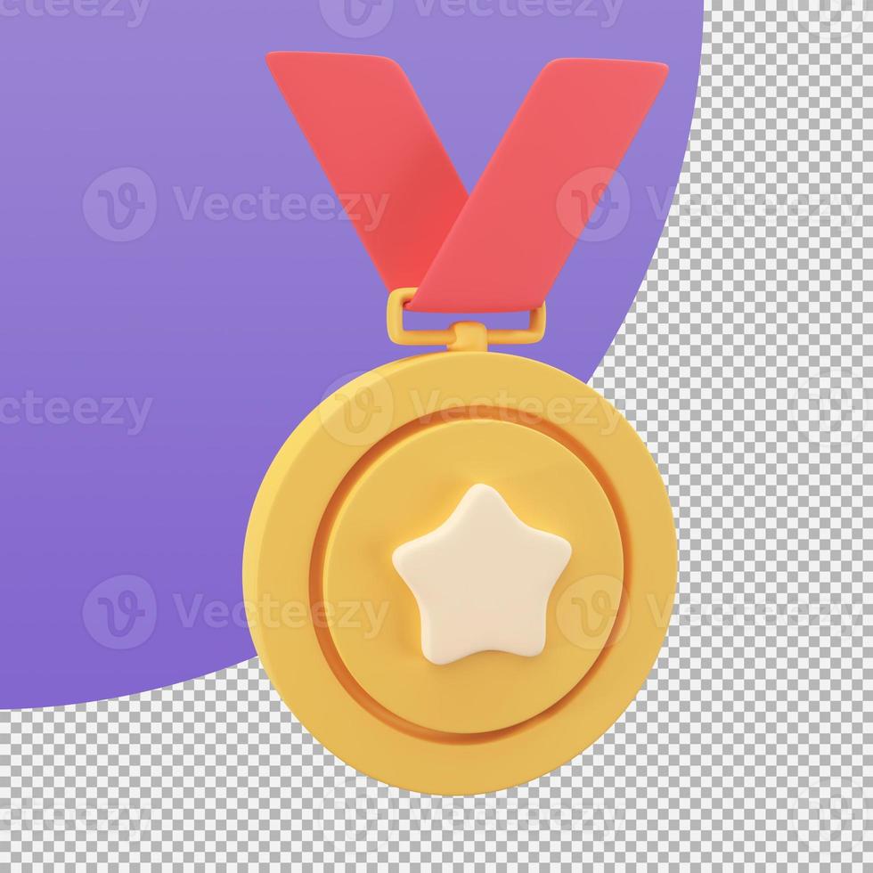 gold medal with a star in the middle Awards for victories in sporting events. 3d illustration with clipping path. photo