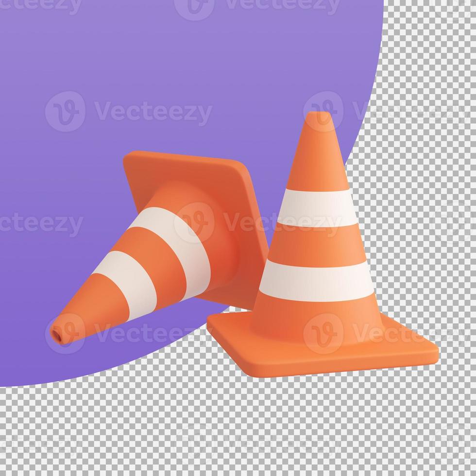 orange traffic cone construction improvement zone. 3d illustration with clipping path. photo