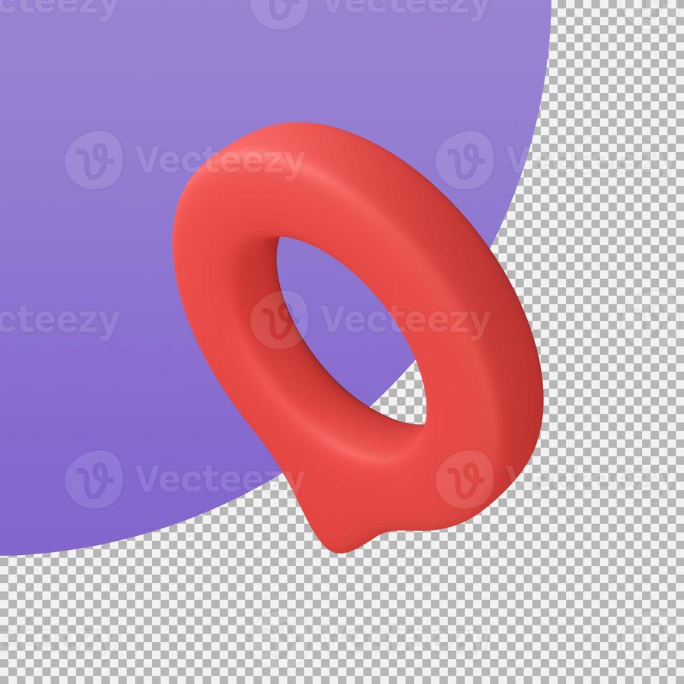 Red pin for pointing the destination on the map. 3d illustration with clipping path. photo