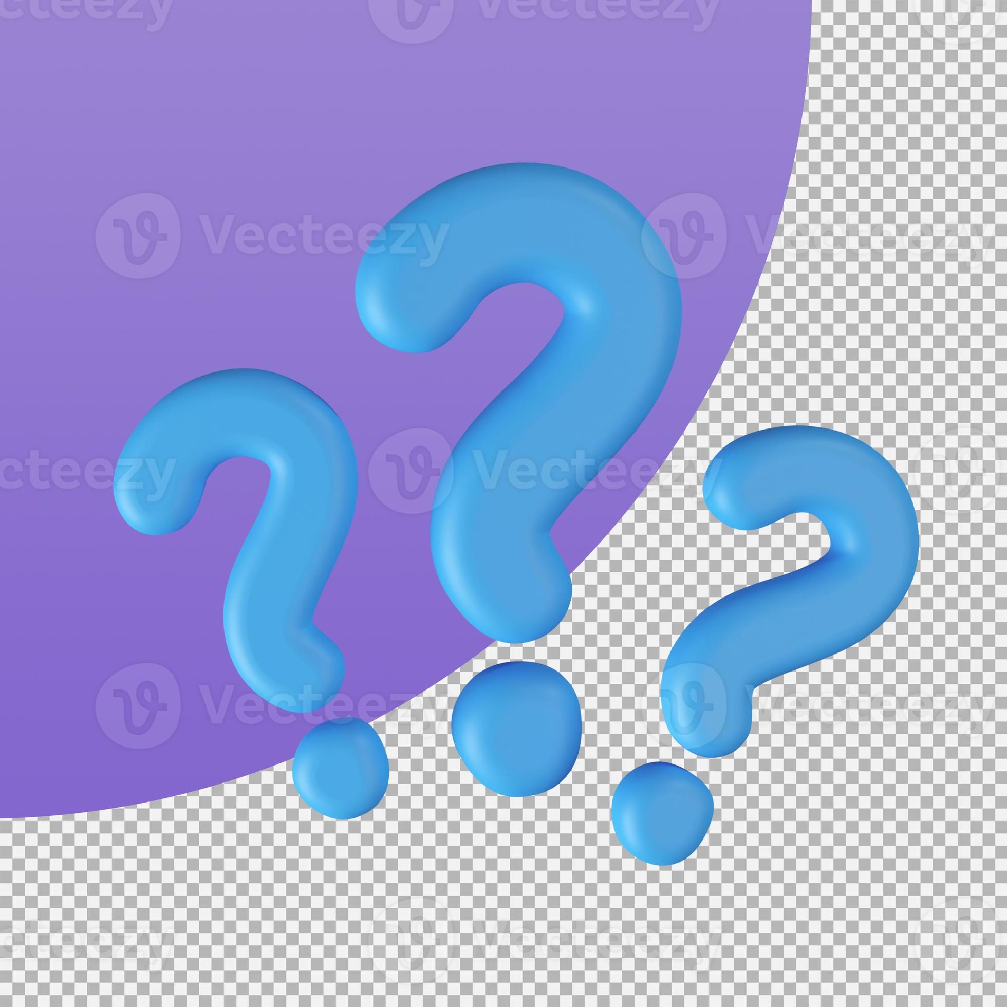 question mark icon questioning for answers. 3d illustration with