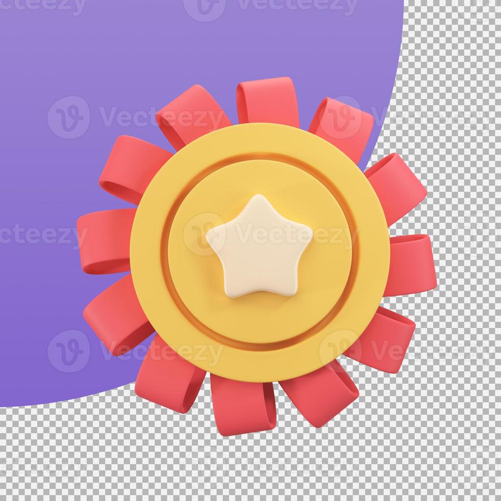 gold medal with a star in the middle Awards for victories in sporting events. 3d illustration with clipping path. photo