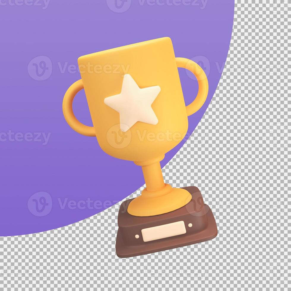 golden trophy Awards for winners of sports events success concept. 3d illustration with clipping path. photo