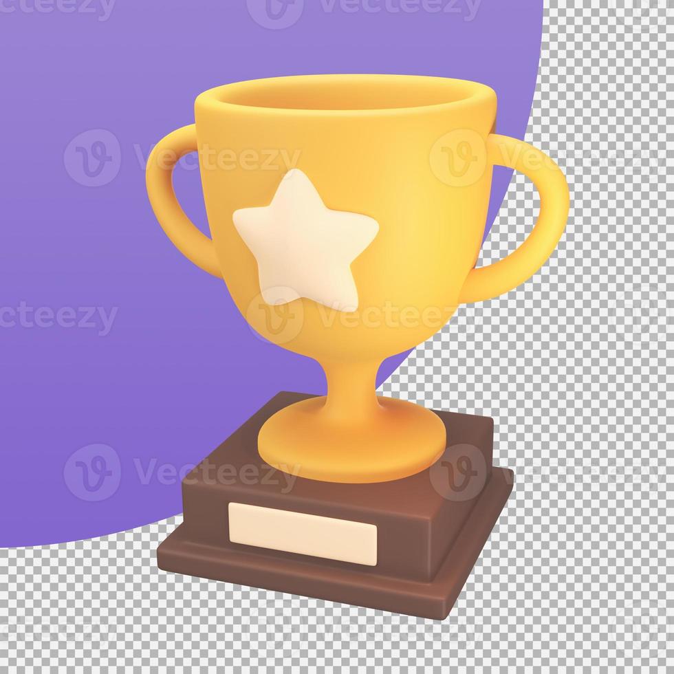 golden trophy Awards for winners of sports events success concept. 3d illustration with clipping path. photo