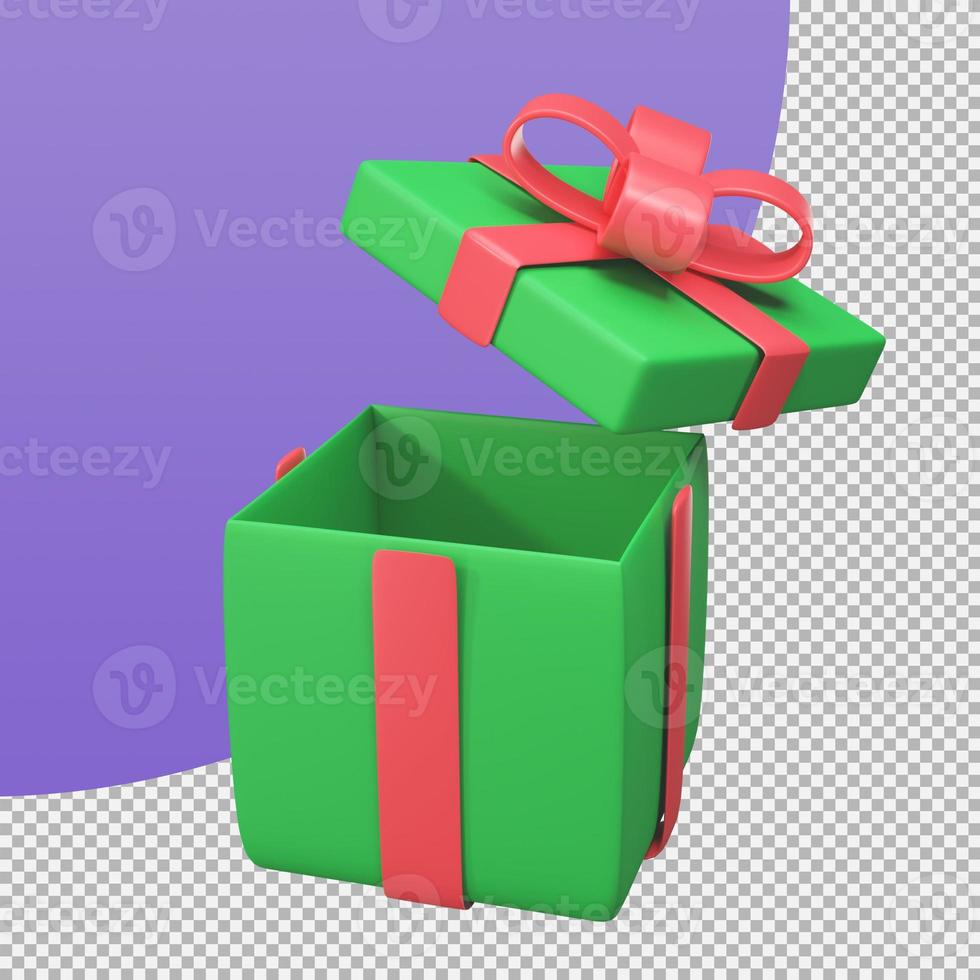 open gift box surprise give as a gift during special festival. 3d illustration with clipping path. photo