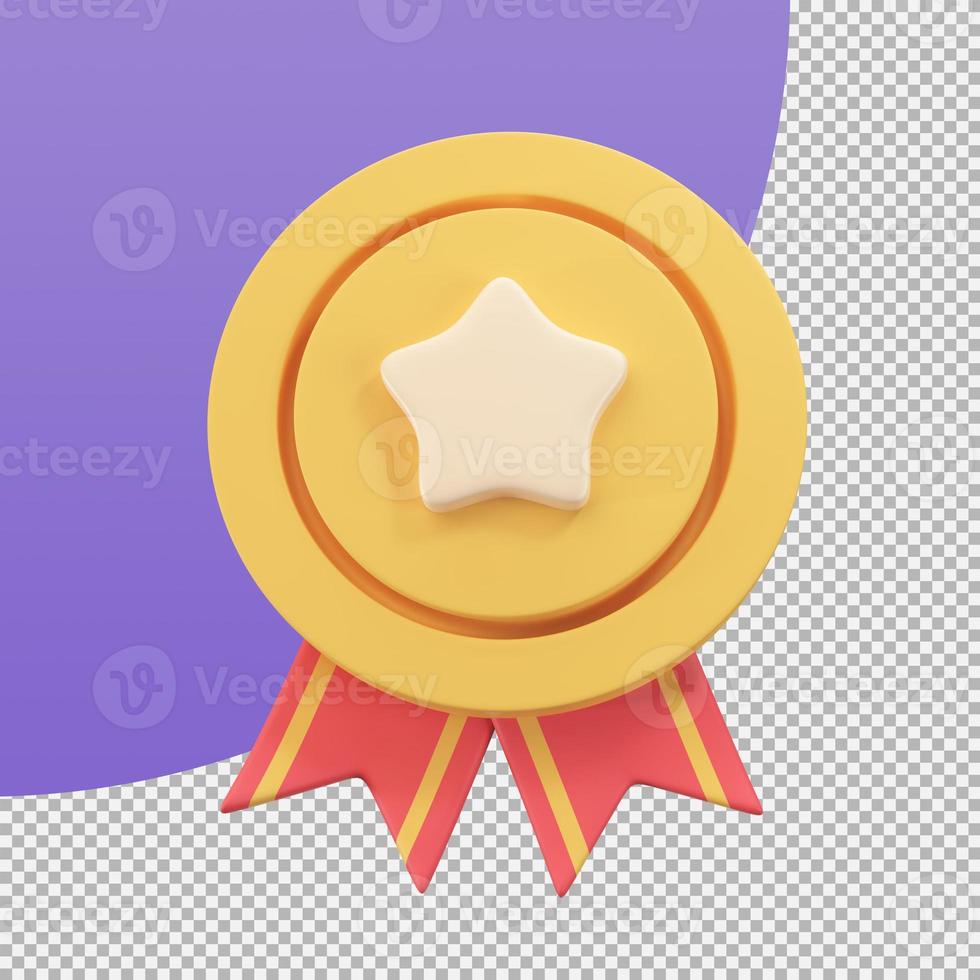 gold medal with a star in the middle Awards for victories in sporting events. 3d illustration with clipping path. photo