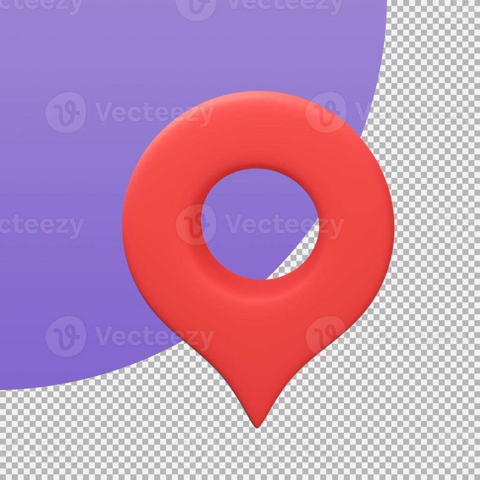 Red pin for pointing the destination on the map. 3d illustration with clipping path. photo