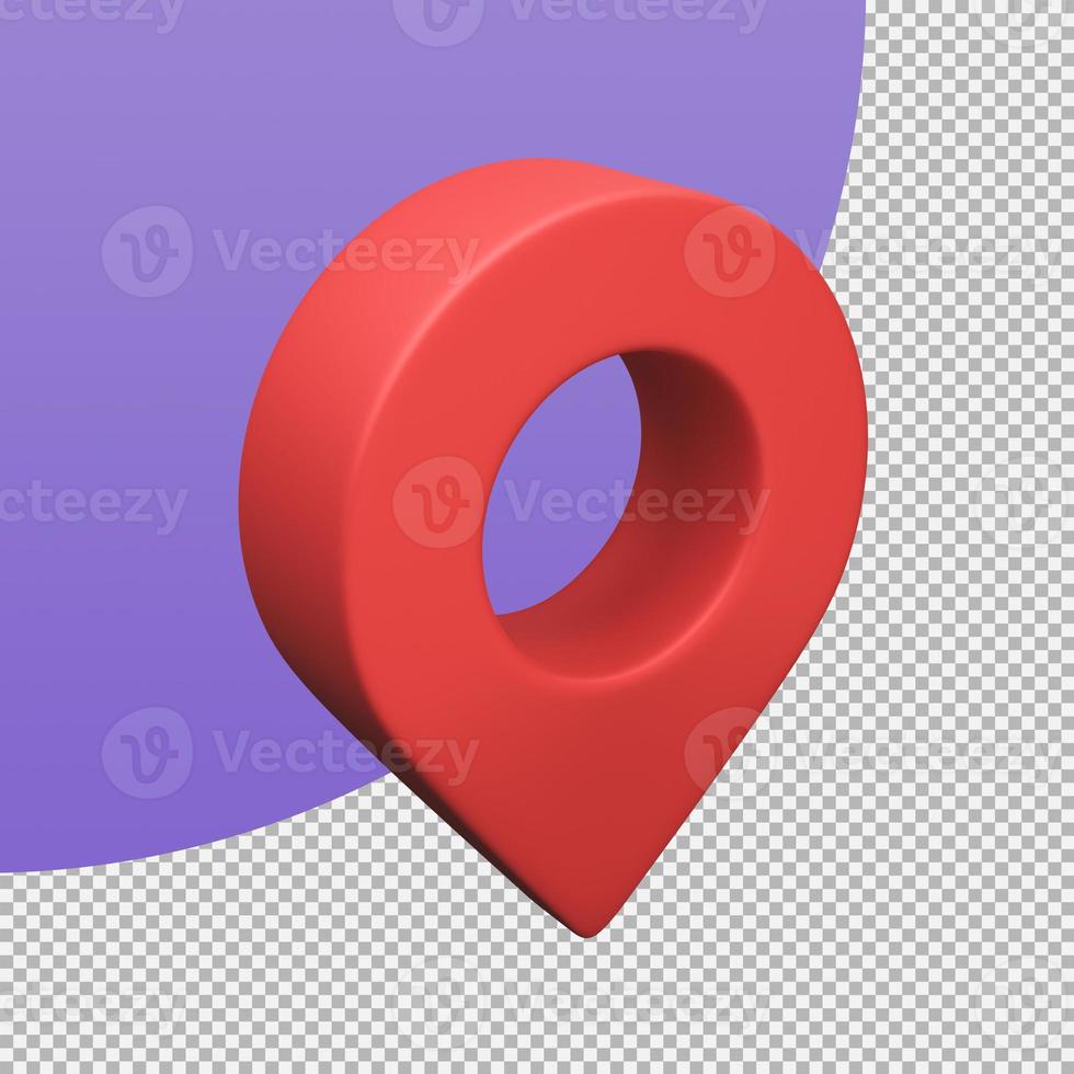 Red pin for pointing the destination on the map. 3d illustration with clipping path. photo