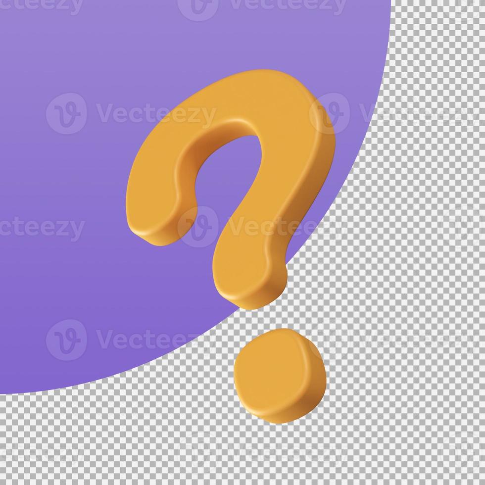 question mark icon questioning for answers. 3d illustration with clipping path. photo
