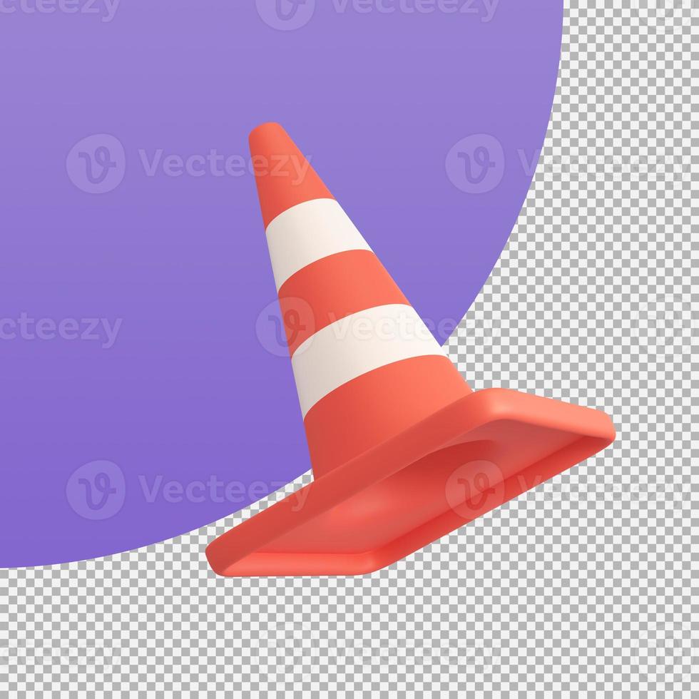 orange traffic cone construction improvement zone. 3d illustration with clipping path. photo