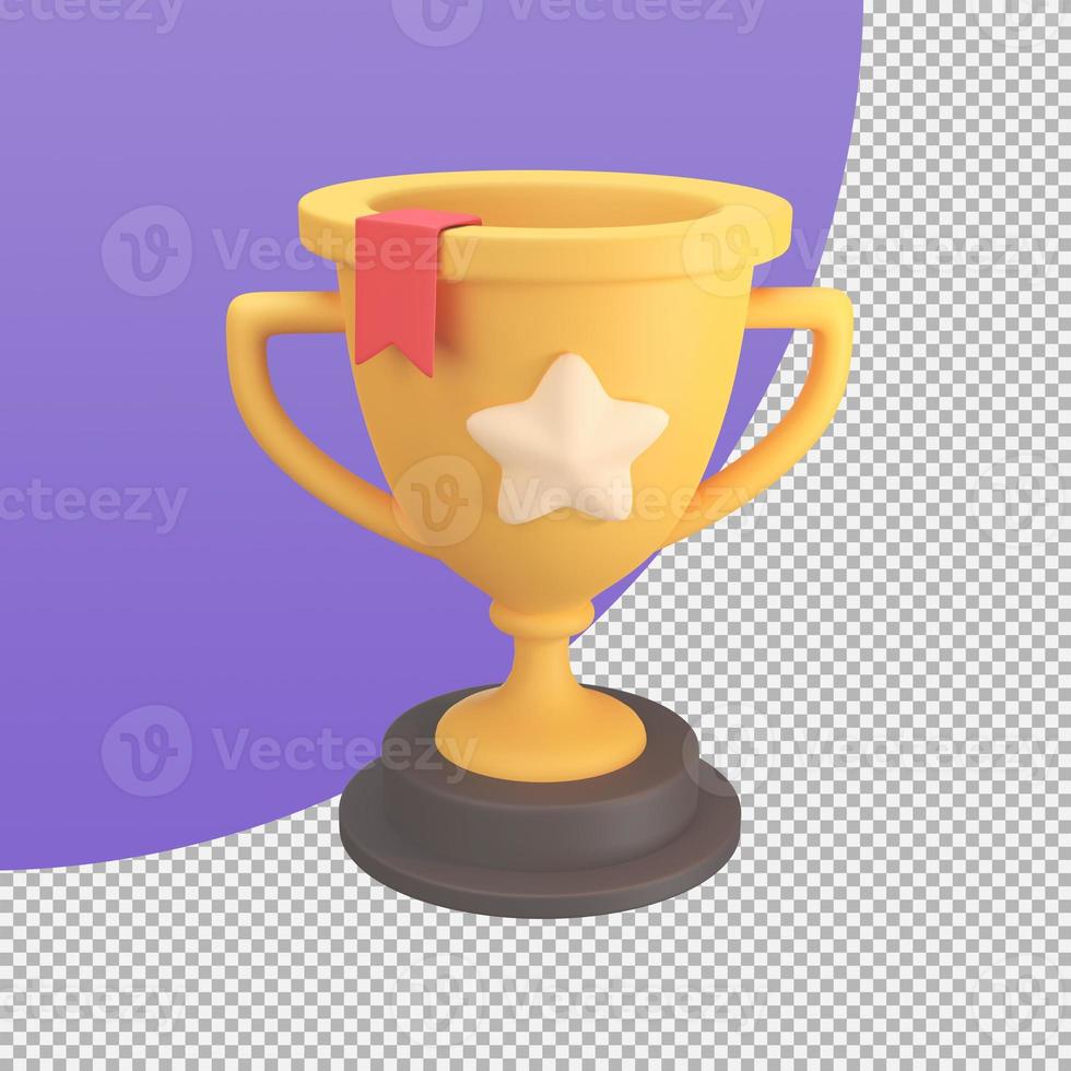 golden trophy Awards for winners of sports events success concept. 3d illustration with clipping path. photo