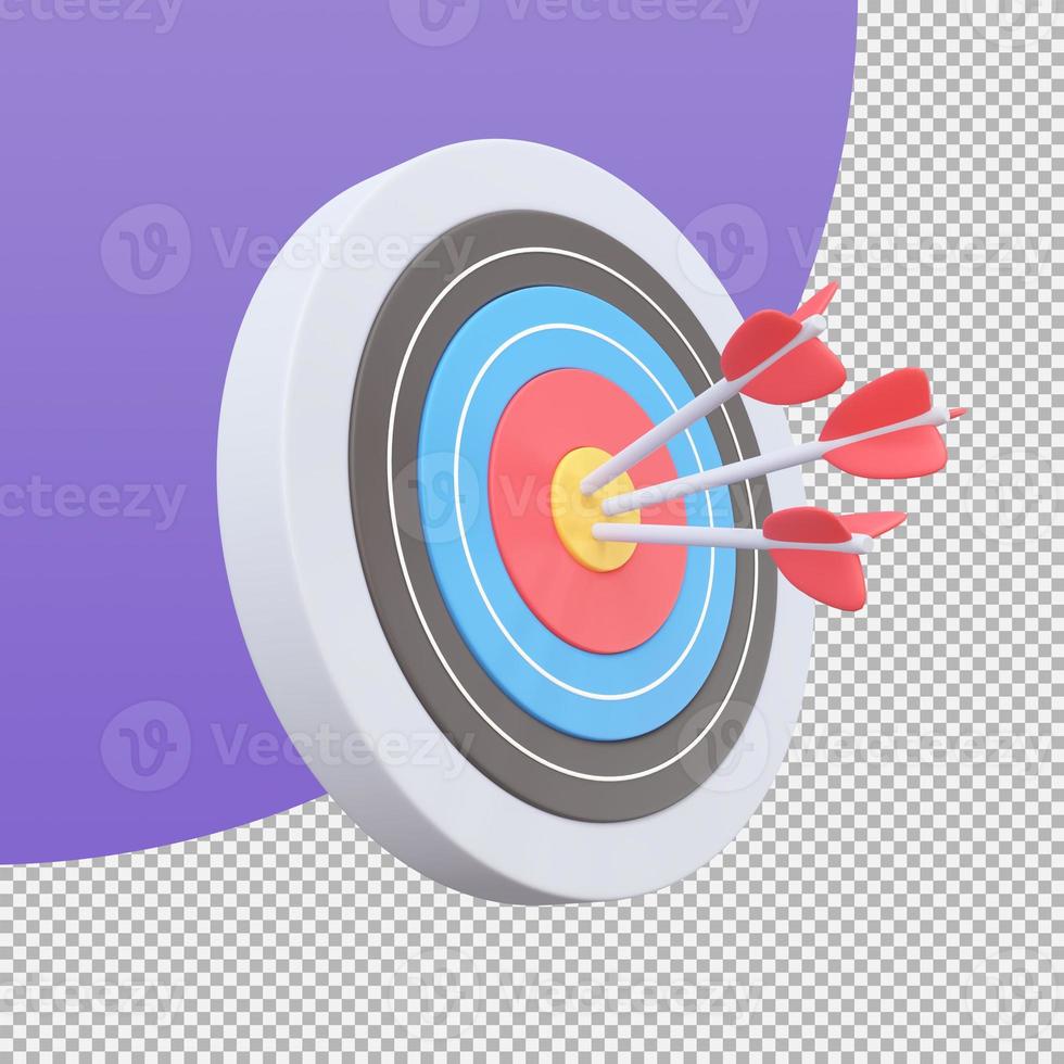 Arrows shot in the center of the target Marketing analysis concept for business goals. 3d illustration with clipping path. photo