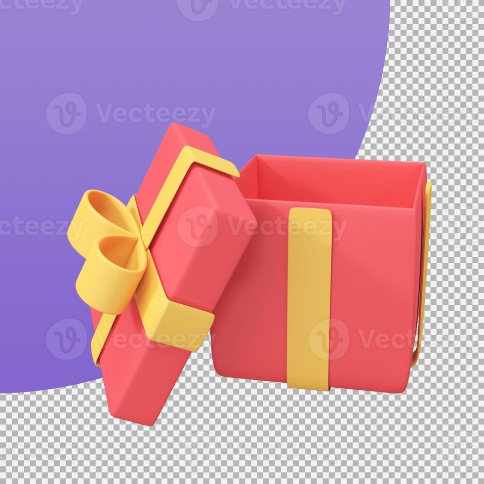 open gift box surprise give as a gift during special festival. 3d illustration with clipping path. photo