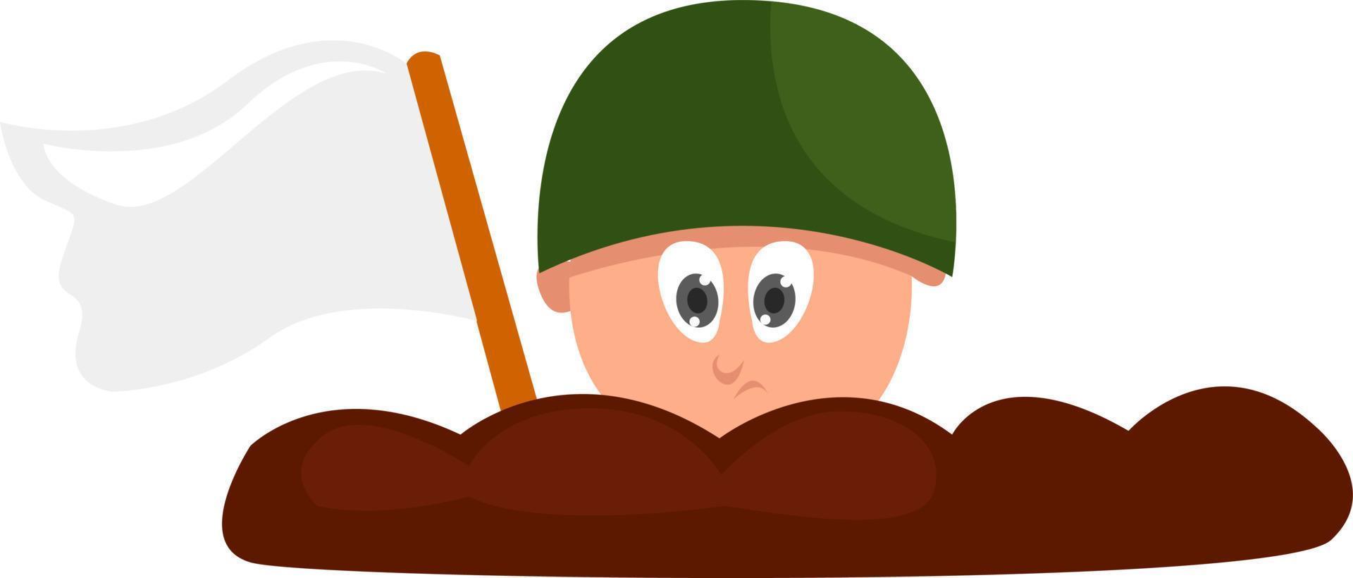 Surrender with white flag, illustration, vector on white background
