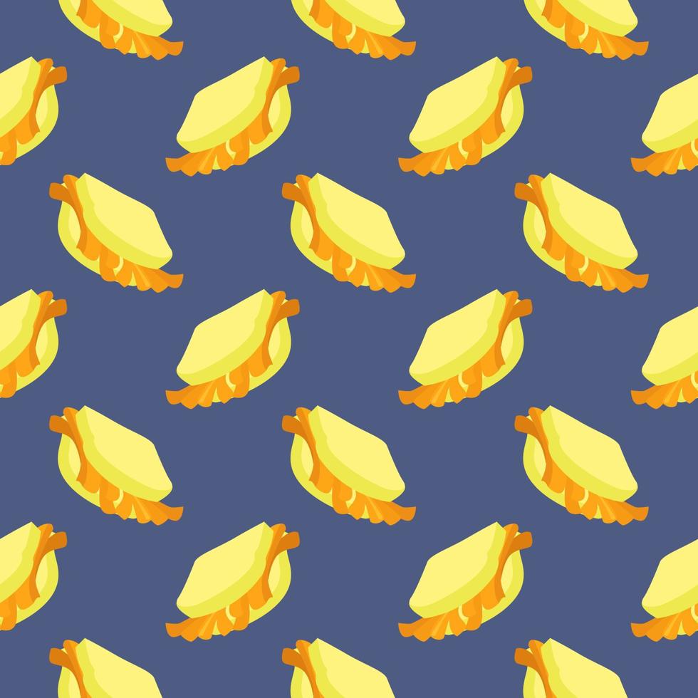 Bread and cheese,seamless pattern on dark blue background. vector