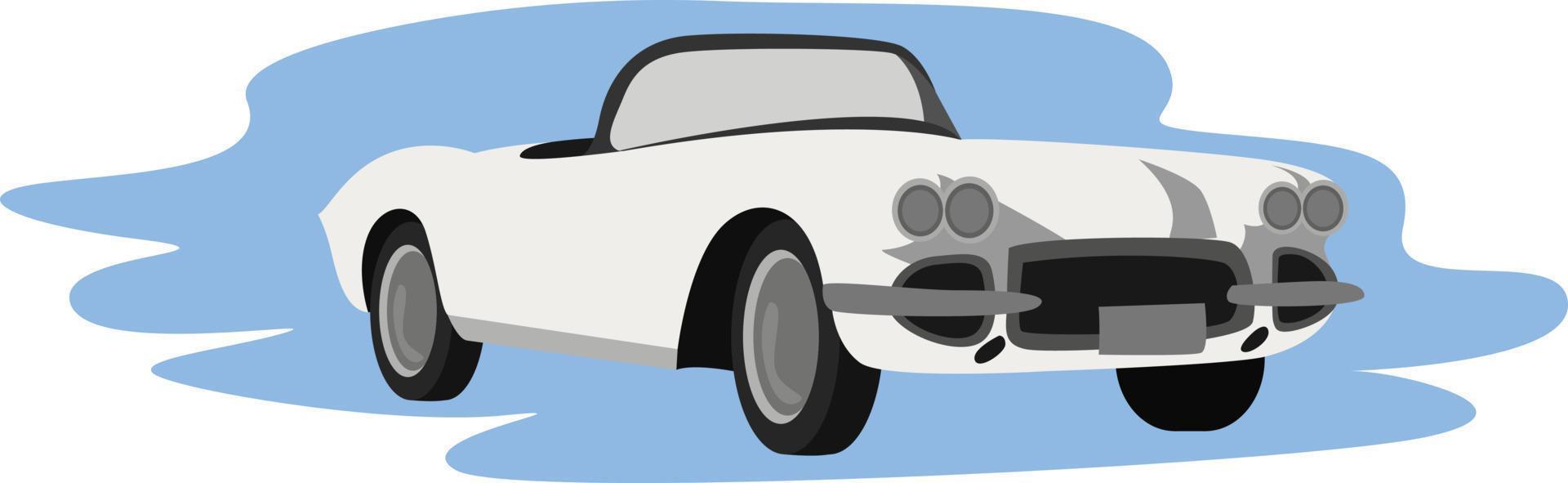 White retro car , illustration, vector on white background
